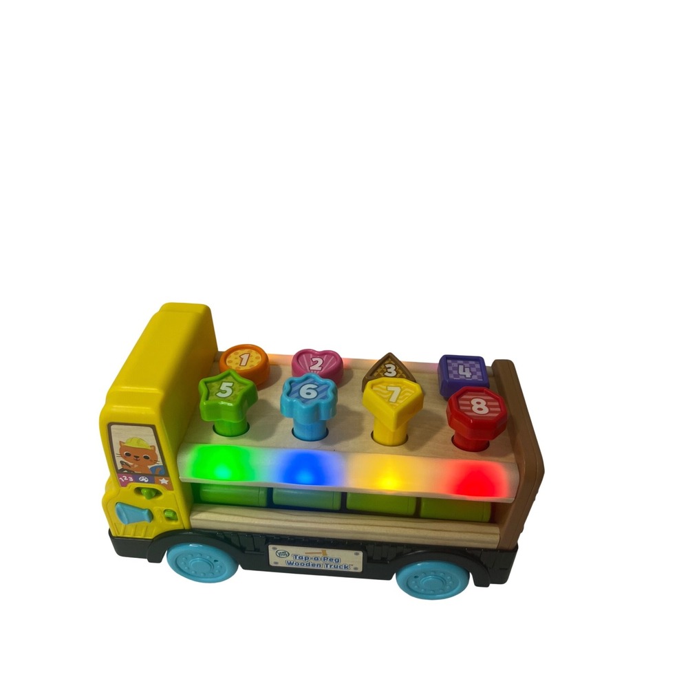 LeapFrog Tap-a-Peg Wooden Truck Learning Toy Numbers Colors Shapes Lights Sound‎